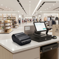Printer Thermal Mini 58mm dengan Antarmuka USB, Portabel untuk Ponsel, Pencetak Barcode dan Struk Hitam Putih untuk Sistem Android dan IOS