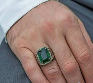Anelli in <span class=keywords><strong>Argento</strong></span> <span class=keywords><strong>con</strong></span> Grandi Pietre Originali, Design Feroza, Stile Vintage Arabo Turco Ottomano Islamico Indiano, per Uomini Musulmani - Product Image 5