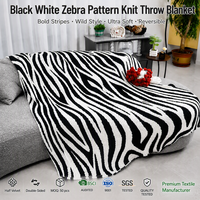 Selimut Rajut Motif Zebra Hitam Putih, Tebal, Setengah Beludru, Dua Sisi, Ultra Lembut untuk Sofa, Kursi, Rumah, Grosir