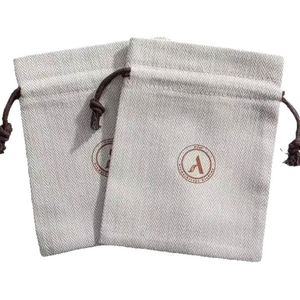 Minimalist Style Recyclable Herringbone Pattern Ornaments Bag Cotton Drawstring Bag Jewelry Party Wedding Bulk Gift Bag - Product Image 3