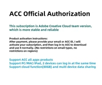 Compte Personnel Adobe Creative Cloud 2026 Toutes les Applications 1 mois ACC PC/Mac 2 Appareils Service Compte DVD CD
