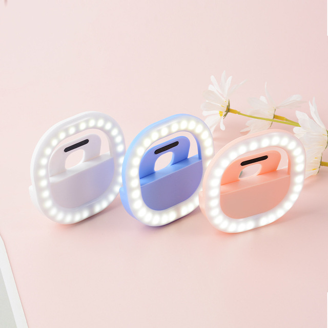 Mobile Phone Fill Light for Makeup 3 Color Temperatures Rechargeable Clip Ring LED Selfie Light for Live Stream