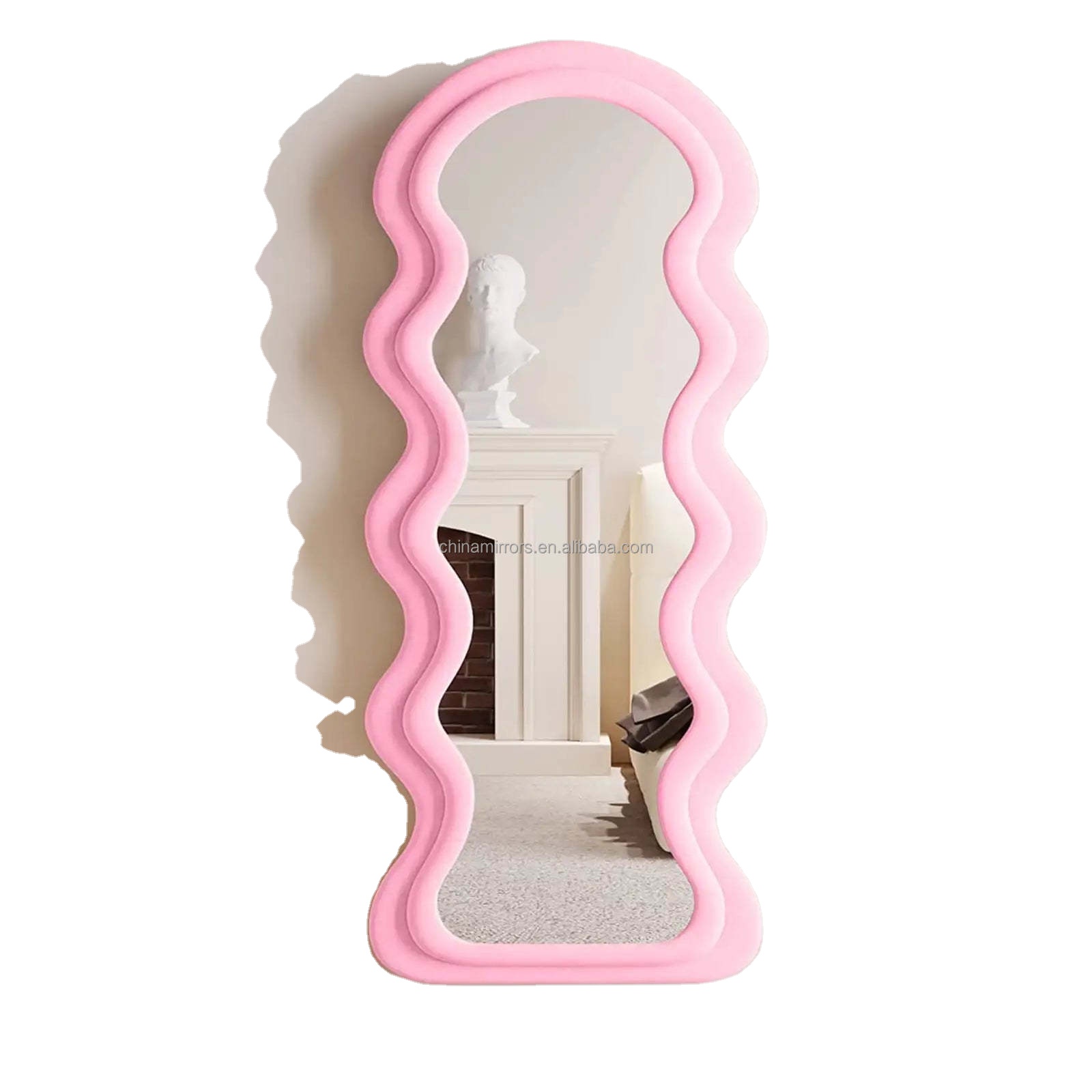 Abstract Cloud-Shaped Wall Mirror With Hooks – Pink Irregular Asymmetrical Decor For Bedroom & Bathroom 1 thumbnail image