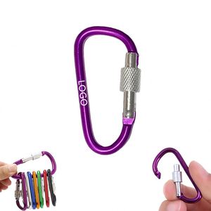 Custom Logo D Shape Aluminum Locking Carabiner Keychain Screw Gate Clip for Outdoor Event Giveaways - Product Image 1