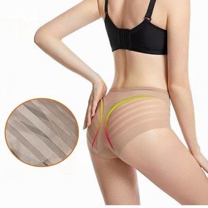 Culottes respirantes mi-hautes en maille transparente à rayures, taille ajustée, sexy pour femmes - Product Image 5