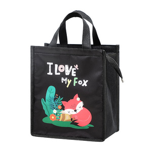 Happy Cats Tunny <b>Bear</b> Insulated Lunch Bag Navy Blue Coffee Color Portable For Students Office Workers - Product Image 4