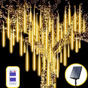 Guirlandes lumineuses colorées en forme de pluie de météores, 200 LED, batterie <span class=keywords><strong>solaire</strong></span>, double alimentation, pour décoration extérieure de Noël, Halloween, fête, jardin - Product Image 3