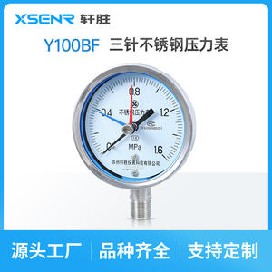 Manomètre en acier inoxydable Suzhou Xuansheng Y100BF 100 mm analogique à trois aiguilles avec indicateur de max/min - Product Image 2