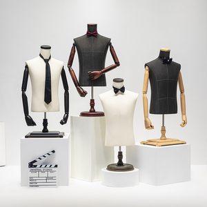 Maniquí de <span class=keywords><strong>Hombre</strong></span> Negro Versión Coreana Directo de Fábrica, Soporte de Exhibición de <span class=keywords><strong>Medio</strong></span> <span class=keywords><strong>Cuerpo</strong></span> para Tienda de Ropa - Product Image 2