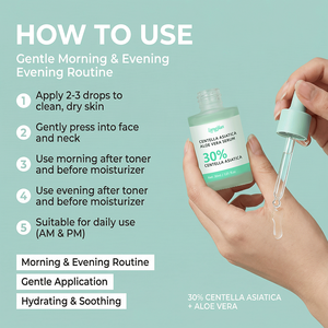 Suero Facial OEM de Centella Asiática y <span class=keywords><strong>Aloe</strong></span> <span class=keywords><strong>Vera</strong></span>, Calmante, Reparador, Hidratante, para Piel Sensible, Alivia el Enrojecimiento Facial - Product Image 6