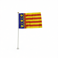 Bandera de Valencia 14x21 cm de Plástico Reutilizable con Asta, Paquete de 12 Unidades, Uso en Exteriores, Buena Calidad, Modelo 24502