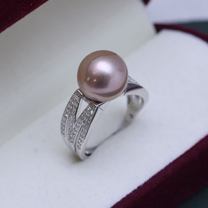 Bague en argent S925 faite à la main avec perle d'eau douce ronde blanche de 11-12 mm, forte brillance, légers défauts, vente en gros - Product Image 3