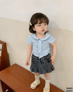 Maglietta per Bambina <span class=keywords><strong>con</strong></span> Collo Tondo e Maniche Corte, Stampa Cartoon, Stile Preppy, in Cotone Ecologico e Spandex, <span class=keywords><strong>con</strong></span> Fiocco per Bambini - Product Image 5