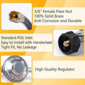 Regulador de parrilla de propano Universal QCC1 y manguera 5/8 ''tuerca acampanada hembra regulador de parrilla de <span class=keywords><strong>Gas</strong></span> piezas de repuesto conector de tubo - Product Image 5