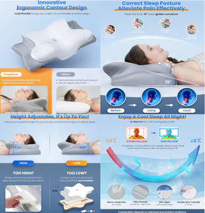 Cuscino Ergonomico in Memory Foam per il Sollievo dal Dolore Cervicale, Ortopedico, a Contorno a Farfalla, a Lento Ritorno, per Dormire, 5D - Product Image 4
