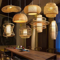 Jpungsun Nouveau style rétro minimaliste Restaurant Salon Luminaire suspendu en rotin Art Luminaire suspendu en rotin fait à la main