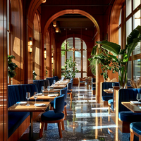 Fauteuil en velours personnalisé Ron Group pour hôtel et restaurant, banquette carrée en bois massif, mobilier de table et banquette