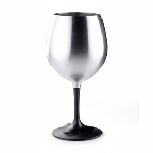 23 - <b>STAINLESS</b> STEEL WINE <b>GLASS</b> WITH BLACK RING BASE - Product Image 1