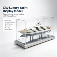 Maquette de yacht de luxe personnalisée avec coque multi-étages blanche et support d'exposition