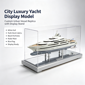 Maqueta de Yate de Lujo Personalizada con Casco Multideck Blanco y Soporte de Exhibición - Product Image 1