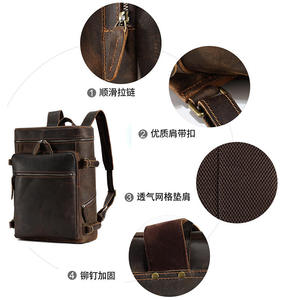 Large Capacity Leather 15.6 Inch <b>Computer</b> Backpack Genuine Leather Travel Shoulder <b>Bag</b> Men Crazy Horse Leather Retro Backpacks - Product Image 3