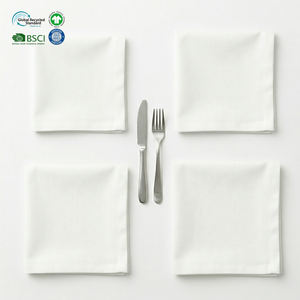 Hospitality Supply 20x20 Inch White Polyester Cotton Cloth Napkins Hemmed Waterproof Machine Washable for Commercial Kitchen - Product Image 1