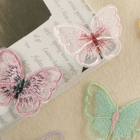 Etiquetas Bordadas con Diseño de Mariposa, Adornos para Prendas DIY, Parches Bordados Termoadhesivos
