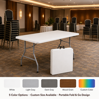 Mesa Plegable Rectangular de Plástico Resistente para Exteriores, de 6 Pies de Largo, con Superficie de HDPE 180, Portátil, para Campamento