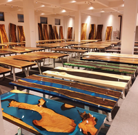 Table de restaurant en bois avec plateau en résine époxy, grand plateau en bois de vagues, table à thé, mobilier de restaurant