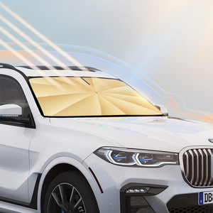 Pare-soleil de voiture en titane pour pare-brise avant 140x80cm, isolation thermique, protection solaire, utilisation générale, installation par ventouses - Product Image 1