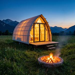 Tenda Glamping Besar Anti Api dan Tahan Air Sailboat Carriage Tent 900D Oxford dengan Rangka Baja - Product Image 1