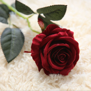Rose artificielle <span class=keywords><strong>en</strong></span> velours de soie pas chère - <span class=keywords><strong>Tige</strong></span> unique pour la remise des diplômes, la fête des Mères et la fête des Pères, décoration intérieure - Product Image 5