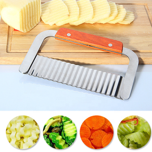Potato Chip <strong>Crinkle</strong> <strong>Cutting</strong> Tool French Fry Slicer Stainless Steel Blade Wooden Handle Vegetable Salad Chopping <strong>Knife</strong> - Product Image 4