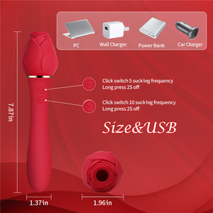 Clitoral Stimulation Sucking G Spot <strong>Vaginal</strong> Flower <strong>Stick</strong> Sex Toys 2 in 1 Dual Head Rose Vibrator Wand <strong>Massager</strong> - Product Image 5