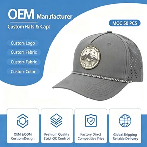 Custom High Quality 7 Panel Embroidery <b>Flat</b> Bill Grey Water Resistant Laser Cutting Drilled Holes Perforated Snapback Caps <b>Hat</b> - Product Image 1