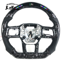 Volant personnalisé en fibre de carbone forgée argentée avec LED pour Ford Mustang 2024+