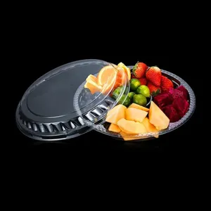 Khay trái cây với nắp trong suốt nhựa thực phẩm chất lượng cao dùng một lần Vòng 6 khoang nhựa PET bánh Dome kích thước tùy chỉnh