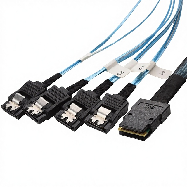 Internal Mini SAS to SATA Data Transfer Cable 3.3 Feet (SFF-8087 to SATA Forward Breakout) OEM Brand Backshell