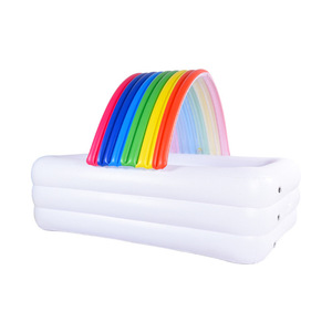 สระน้ำเป่าลมทรงสี่เหลี่ยมสีรุ้ง รับน้ำหนัก 100-500 กก. ผลิตจาก PVC สำหรับเล่นน้ำกลางแจ้งที่บ้านสำหรับครอบครัว - Product Image 1