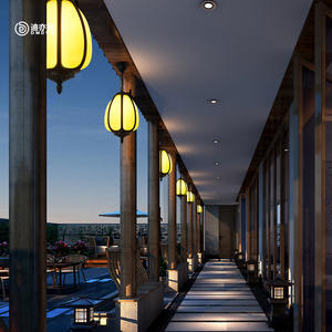 New Chinese Style Outdoor Chandelier Waterproof Corridor Aisle Scagliola <b>Pumpkin</b> Chandelier Courtyard Landscape Villa Pavilion - Product Image 5