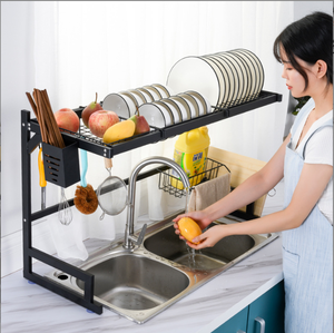 Égouttoir à vaisselle multifonctionnel en fer forgé <span class=keywords><strong>noir</strong></span>, écologique et durable, pour évier de cuisine – Prix fabricant - Product Image 5