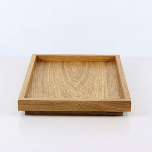 Plateau de service rectangulaire en bois de chêne de style japonais, biodégradable, écologique, de qualité alimentaire, durable, avec pieds en bloc, pour hôtel - Product Image 1
