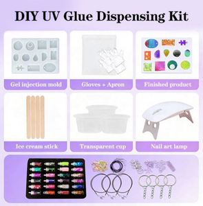 DIY UV Resin Jewelry Kit Model Keychain Handmade <b>Hand</b>-painted Hard Crystal Clear Epoxy Fast Curing Silicone <b>Molds</b> Glitter Foil - Product Image 4