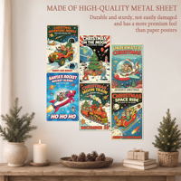 Papan Kaleng Natal Vintage Retro Santa Claus Dekorasi Dinding Logam Poster Dekoratif Liburan Hadiah untuk Kamar Tidur Rumah Bar Poster Logam