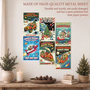 Pancarte en métal vintage de Noël, décor mural rétro Père Noël, affiche décorative de vacances, cadeau pour chambre, maison, bar, affiche métallique - Product Image 2