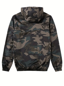 dropshipping Men's <b>Camo</b> Hooded <b>Jacket</b>, 100% Polyester Preppy Style, Long Sleeve Zip-Up Sport Coat with Regular Fit and Woven - Product Image 5