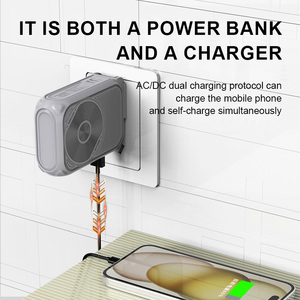 Chargeur de batterie externe magnétique 10000mAh à haut rendement Chargeur Téléphones portables Prise secteur Câble intégré Station d'alimentation - Product Image 3