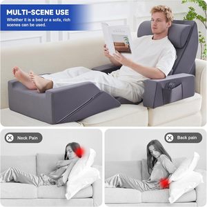 Lot de 9 coussins orthopédiques en mousse à mémoire de forme personnalisables et ajustables pour adultes, soulagement du <span class=keywords><strong>reflux</strong></span> <span class=keywords><strong>acide</strong></span> et de la dyspepsie gastro-œsophagienne (DGO) - Product Image 6