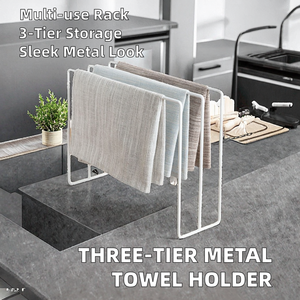 Modern 3 Tier Metal <b>Towel</b> Holder Sink Standing Dish Drying <b>Rack</b> Multifunction Non-folding Portable Kitchen Cleaning Organizer - Product Image 2