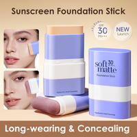 Stick de fond de teint à marque privée avec pinceau intégré, waterproof, couvrance totale, maquillage du visage, usine OEM ODM